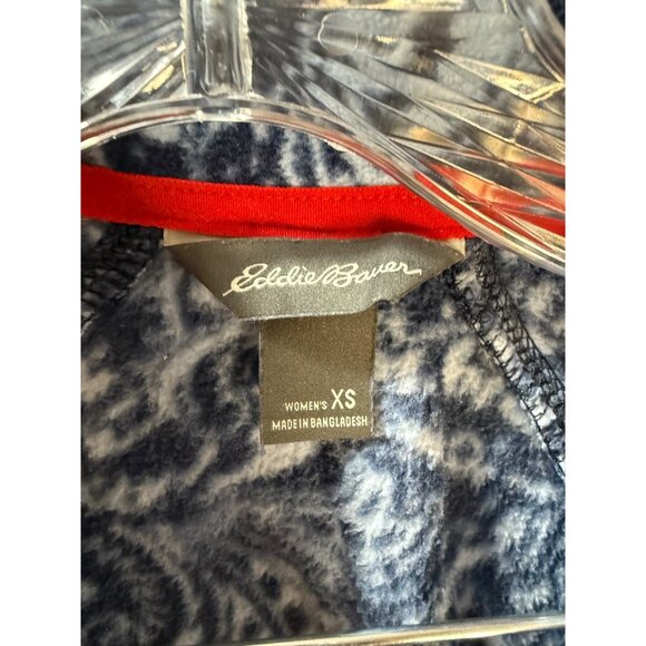 Eddie Bauer Womens XS Blue‎ & White Paisley Fleece Pullover Half-Zip Jacket With - Picture 9 of 10
